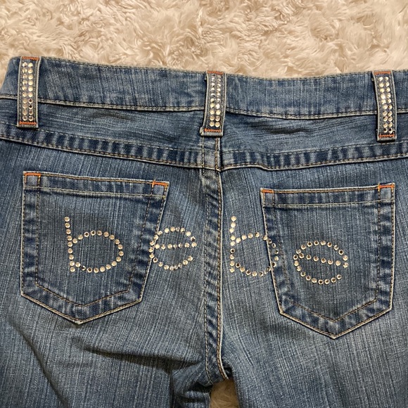 Bebe Flare Bling Logo Jeans Y2K Kayla Made in USA Size 30 - Picture 2 of 5